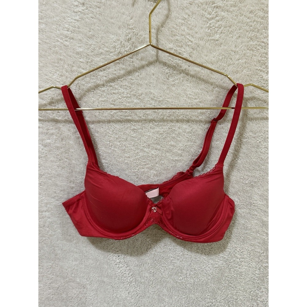 Victoria's Secret Body By Victoria Lined Demi Bra Women's Size 34B Red Date Sexy